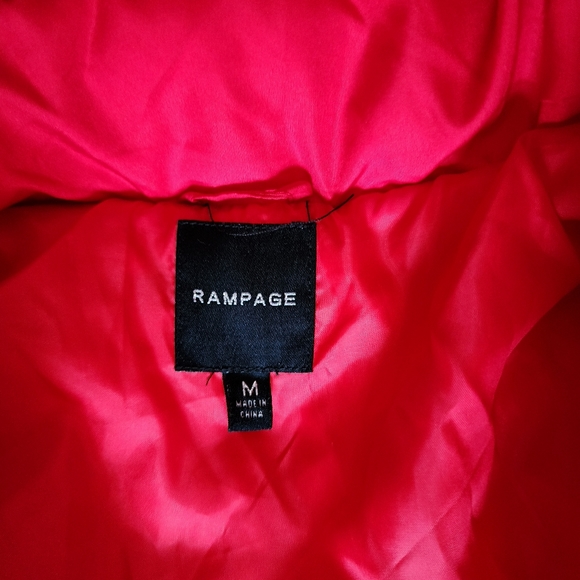 New Rampage red faux fur hooded puffer jacket sz M - Picture 2 of 5